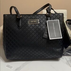 Nine West Embossed Black Tote